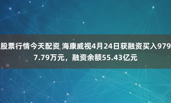 股票行情今天配资 海康威视4月24日获融资买入9797.79万元，融资余额55.43亿元